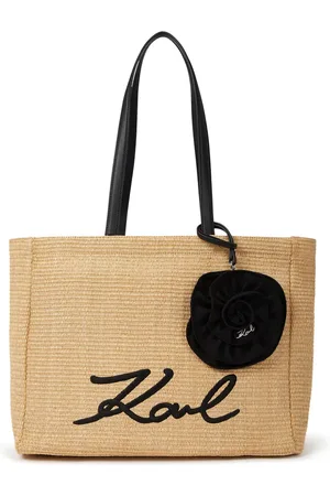 Karl Lagerfeld Signature Tote Bag mit Blumenapplikation