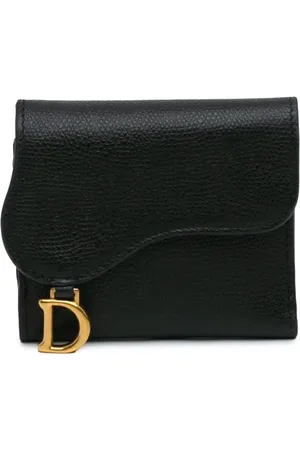 Dior 2010-2024 kleines Saddle Lotus Portemonnaie aus gekörntem Kalbsleder