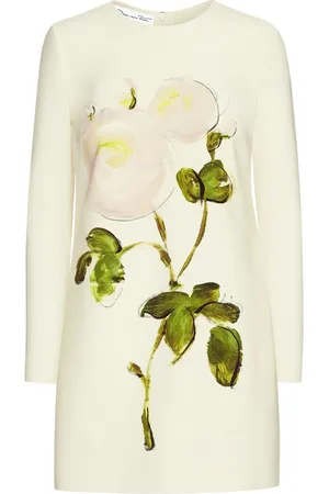 Oscar de la Renta Painted Roses Minikleid