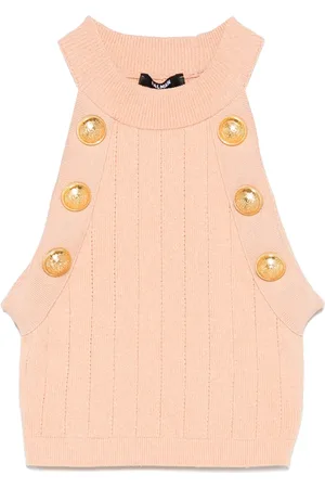 Balmain Gestricktes Cropped-Top mit Neckholder