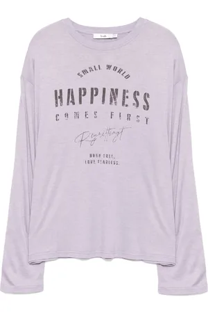 B+AB Langarmshirt mit Slogan-Print