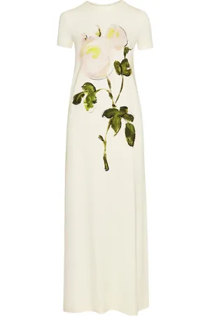 Oscar de la Renta Jersey-Maxikleid mit Rosen-Print