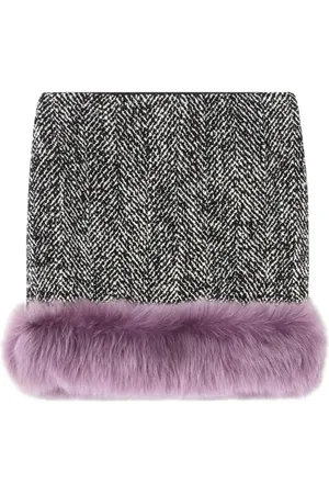 VERSACE Chevron-Minirock mit Shearling-Besatz