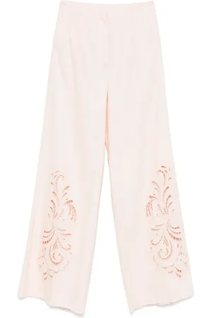 Twin-Set Hose mit Blumen-Stickerei