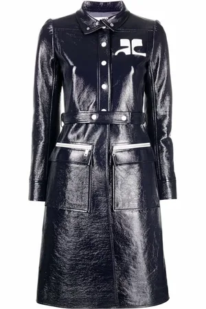 Courrèges Vinyl-Trenchcoat mit Logo-Applikation