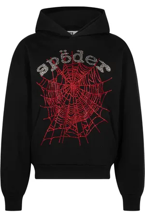 Sp5der OG Web V2 "Black" Hoodie mit Strass