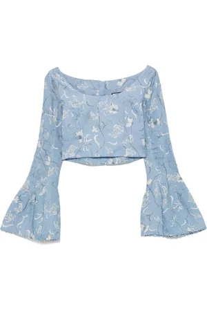 Agua by Agua Bendita Cropped-Top aus Leinen