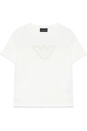 Emporio Armani T-Shirt mit Blumenstickerei