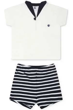 Petit Bateau Shorts-Set mit Matrosenkragen