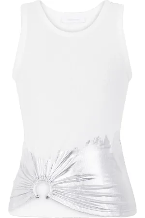 Paco rabanne Geripptes Tanktop mit Piercing-Applikation
