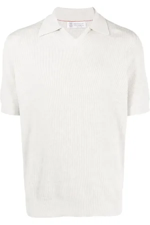 Brunello Cucinelli Poloshirt aus geripptem Strick