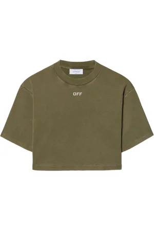 OFF-WHITE Geripptes T-Shirt mit Logo-Stickerei