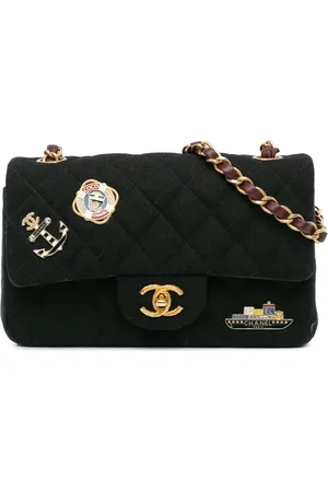 CHANEL 2018-2019 kleine Paris Hamburg Classic Coco Sailor Double Flap Schultertasche aus Jersey