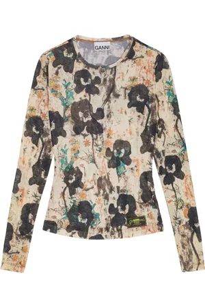 Ganni Top mit Blumen-Print