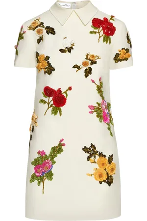 Oscar de la Renta Minikleid mit Rosenstickerei