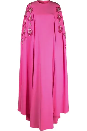 Dina Melwani Abendkleid mit Blumenstickerei
