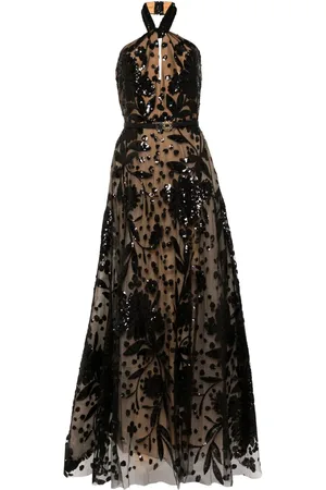 Elie saab Besticktes Neckholder-Abendkleid