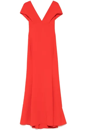 Amsale Italian Krepp-Abendkleid mit V-Ausschnitt