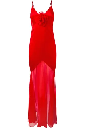 Alejandra Alonso Rojas Chiffonkleid mit floralen Applikationen