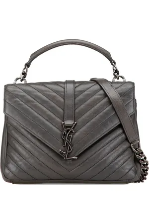 Saint Laurent 2018-2024 mittelgroße Monogram Chevron College Satchel-Tasche aus Schafleder