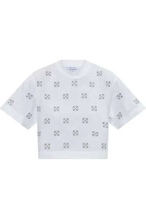 OFF-WHITE Cropped T-Shirt mit Monogramm-Stickerei