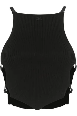 Courrèges Geripptes Cropped-Top