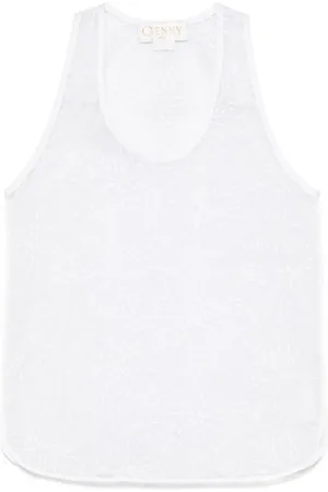 GENNY Organza-Tanktop mit Blumenstickerei