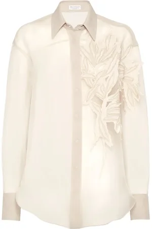 Brunello Cucinelli Hemd mit Flora-Applikation