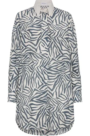Brunello Cucinelli Hemdkleid aus Baumwoll-Seidengemisch
