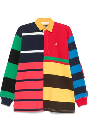 Ralph Lauren Jersey-Poloshirt mit Patchwork-Streifen