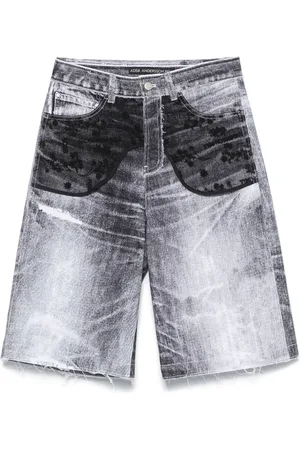 Andersson Bell Jeansshorts mit Spitzeneinsätzen