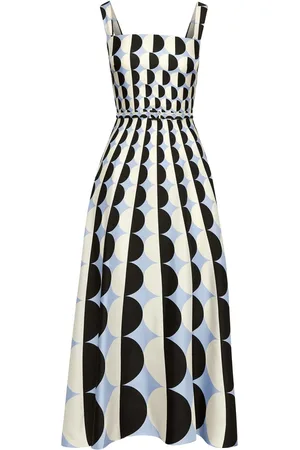 Oscar de la Renta Seiden-Maxikleid mit geometrischem Print