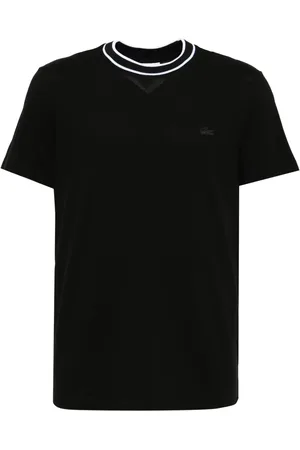 Lacoste Piqué T-Shirt mit gestreiftem Kragen