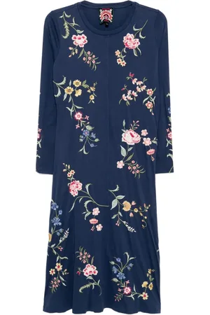 JOHNNY WAS Rundhals-Kleid mit ungesäumten Kanten