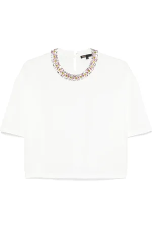Maje T-Shirt mit Kristall-Ausschnitt
