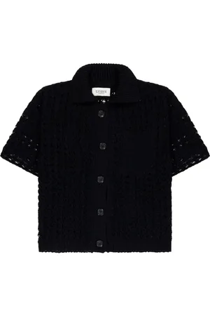 LANEUS Kastiges Poloshirt in Lochstrick