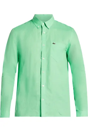 Lacoste Leinenhemd mit Logo-Applikation