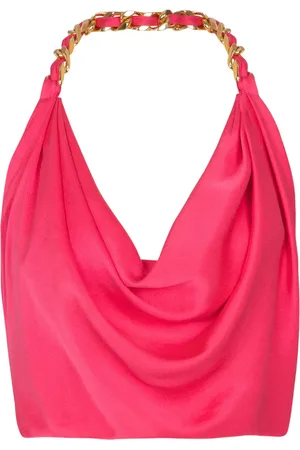 Balmain Seidenkrepp-Top mit Kettenriemen