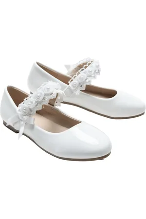 Tulleen Ballerinas aus Lackleder mit Rosenapplikation