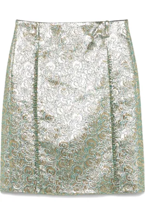 Nº21 Midirock mit Metallic-Blumen-Print
