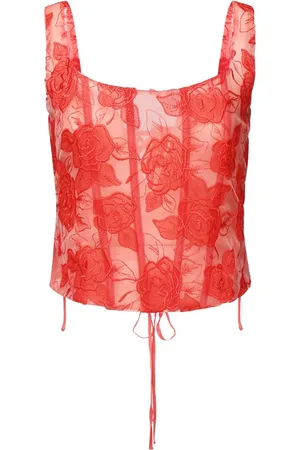 For Love And Lemons Corsage mit Rosenstickerei