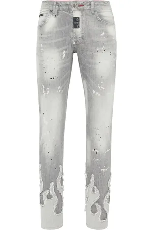 Philipp Plein Gerade Jeans mit Flammenapplikation