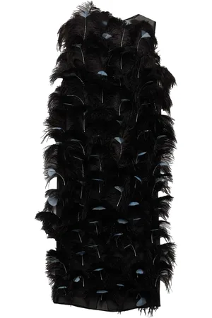 Prada Seidenkleid mit Federn