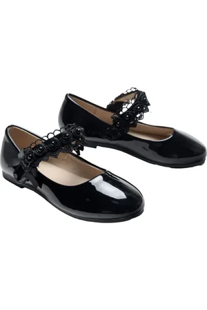Tulleen Ballerinas aus Lackleder mit Rosenapplikation