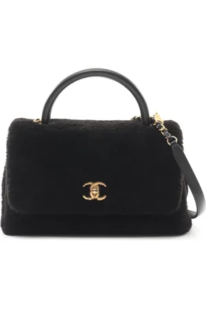 CHANEL 2016-2017 mittelgroße Coco Satchel-Tasche aus Shearling