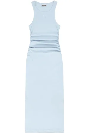 Ganni Geripptes Maxi-Trägerkleid