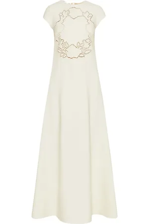 Oscar de la Renta Cut-Out-Maxikleid mit Rosenmotiv
