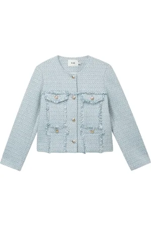 B+AB Tweed-Jacke mit rundem Ausschnitt