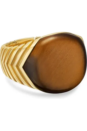 David Yurman 18kt Gelbgold-siegelring mit Tigerauge und Chevron-Muster