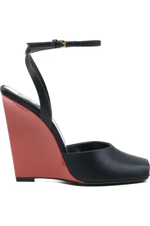 Saint Laurent La Scandale Wedge-Sandalen 115mm